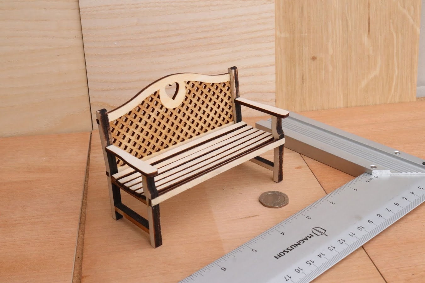 Dollhouse Garden Bench Kit: 1/12 Scale Miniature Two Seater