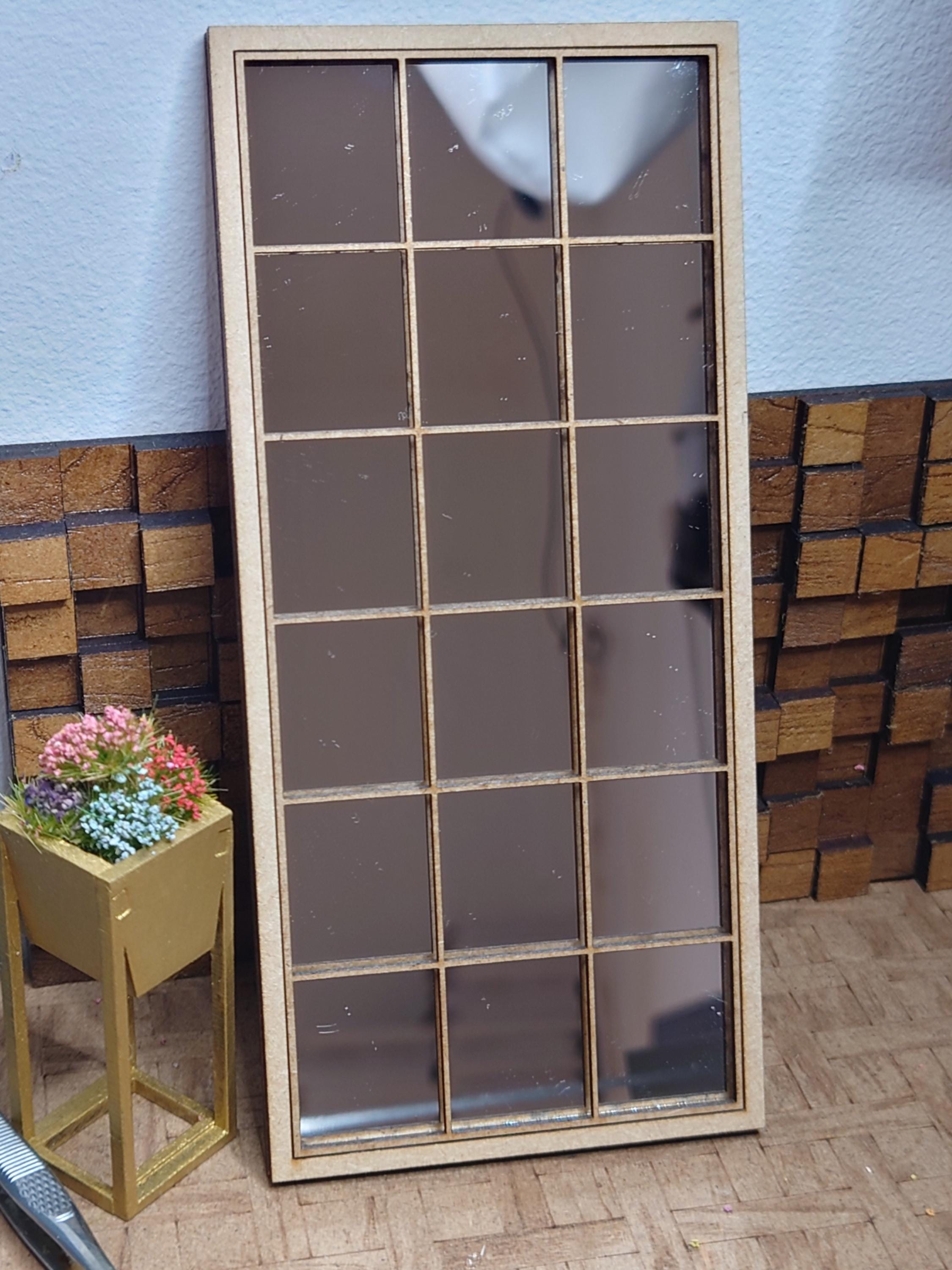 1:12 Scale Dollhouse Modern Window Mirror Kit