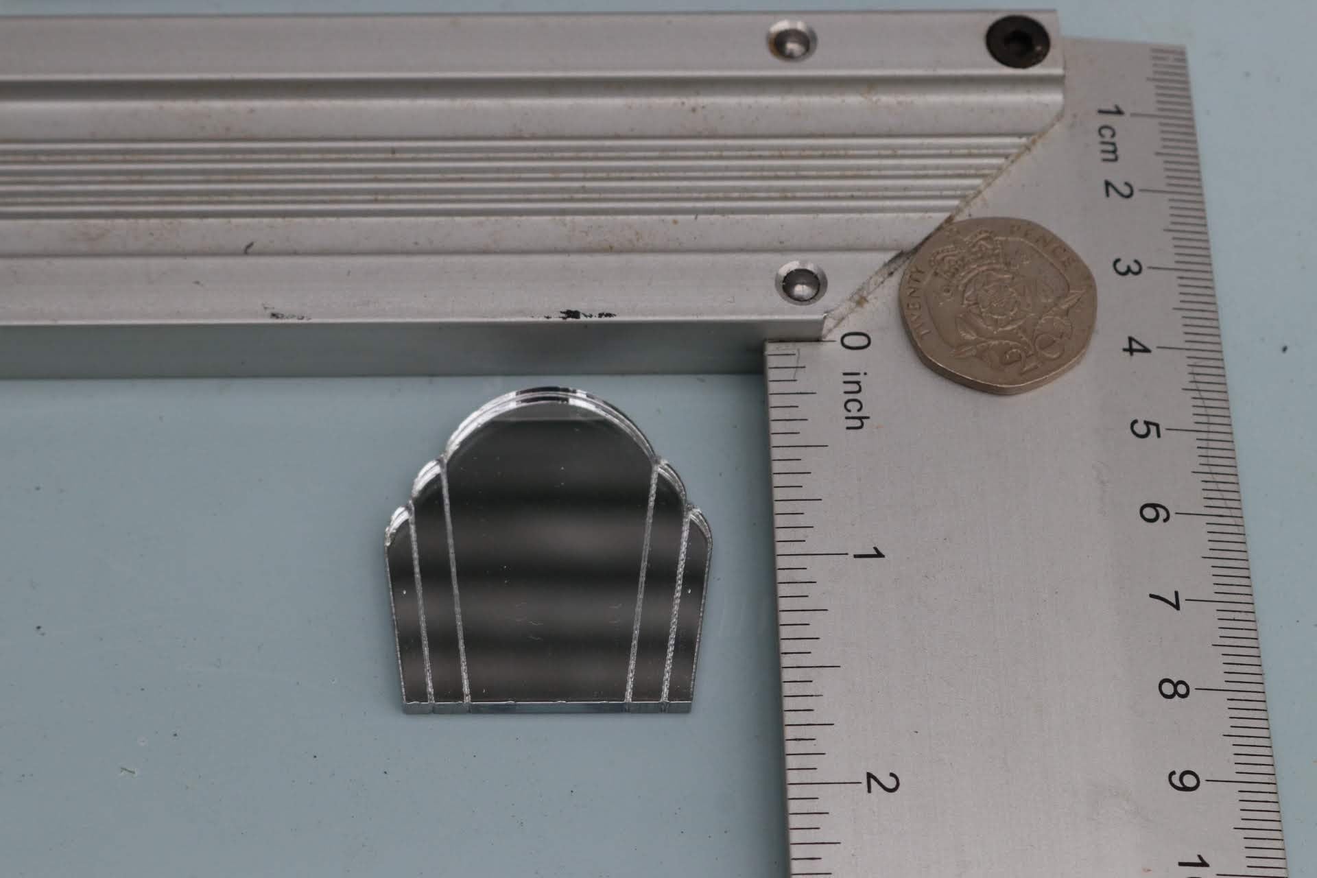 Art Deco Curved Fan Mirror, 1:16 Scale Dollhouse Miniature