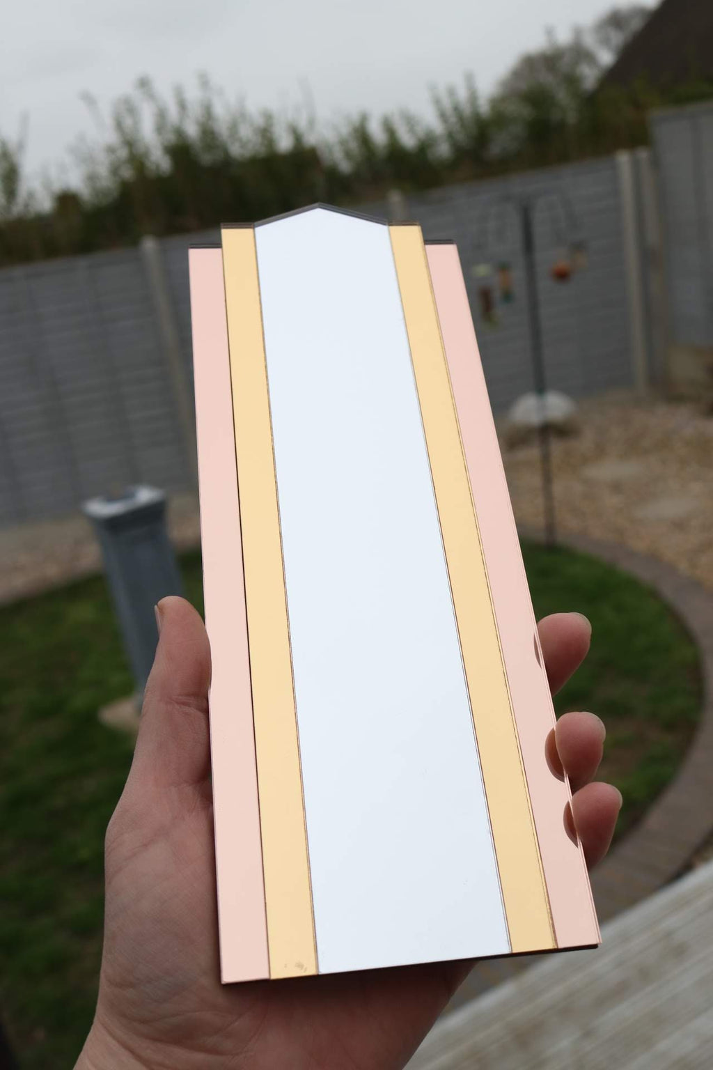 1/6th 1:6 doll house art deco tall tinted fan mirror (frameless)