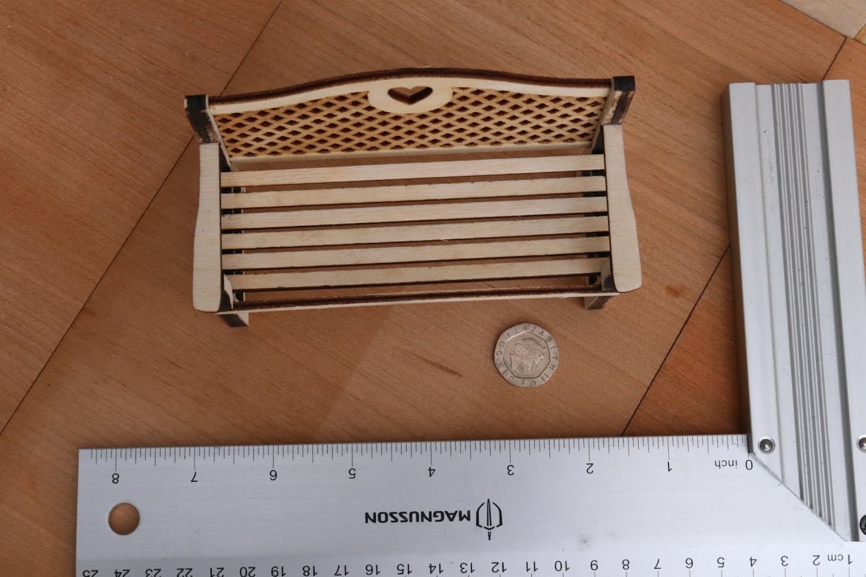 Dollhouse Garden Bench Kit: 1/12 Scale Miniature Two Seater