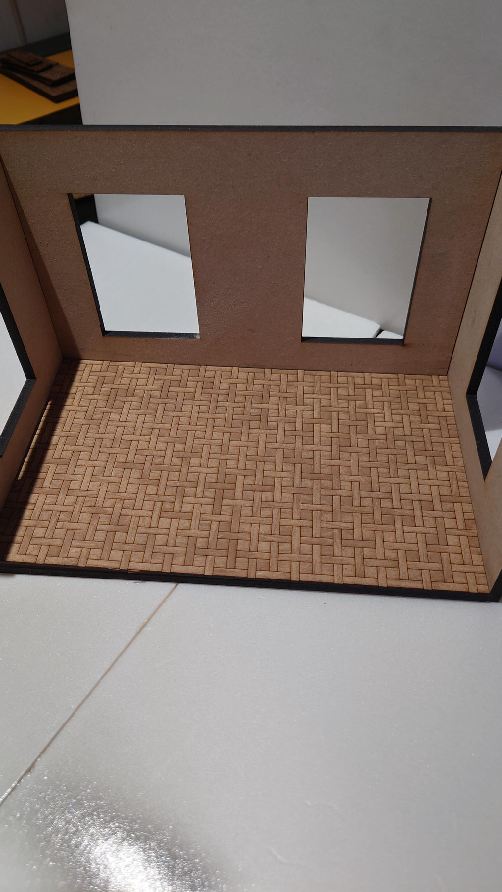 dolls house parquet wooden flooring basketweave custom sizes 1/16th scale