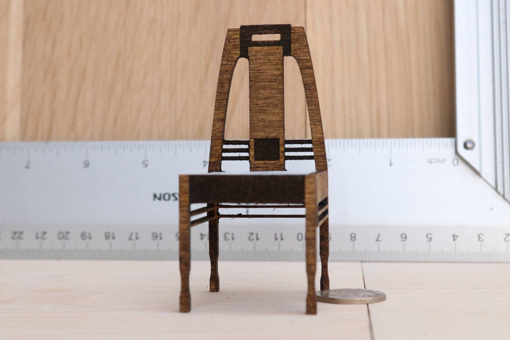 1:12 Scale Dollhouse Chair Kit, Peter Behrens Style Arts & Crafts