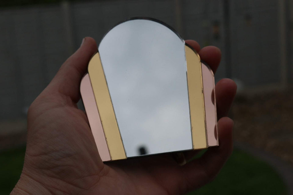 1/6 1:6 doll house art deco 1930's tinted Italian curved fan mirror