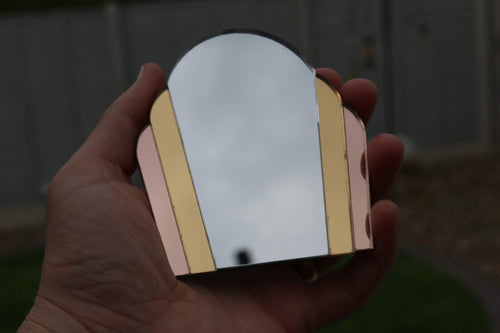 1/6 1:6 doll house art deco 1930's tinted Italian curved fan mirror
