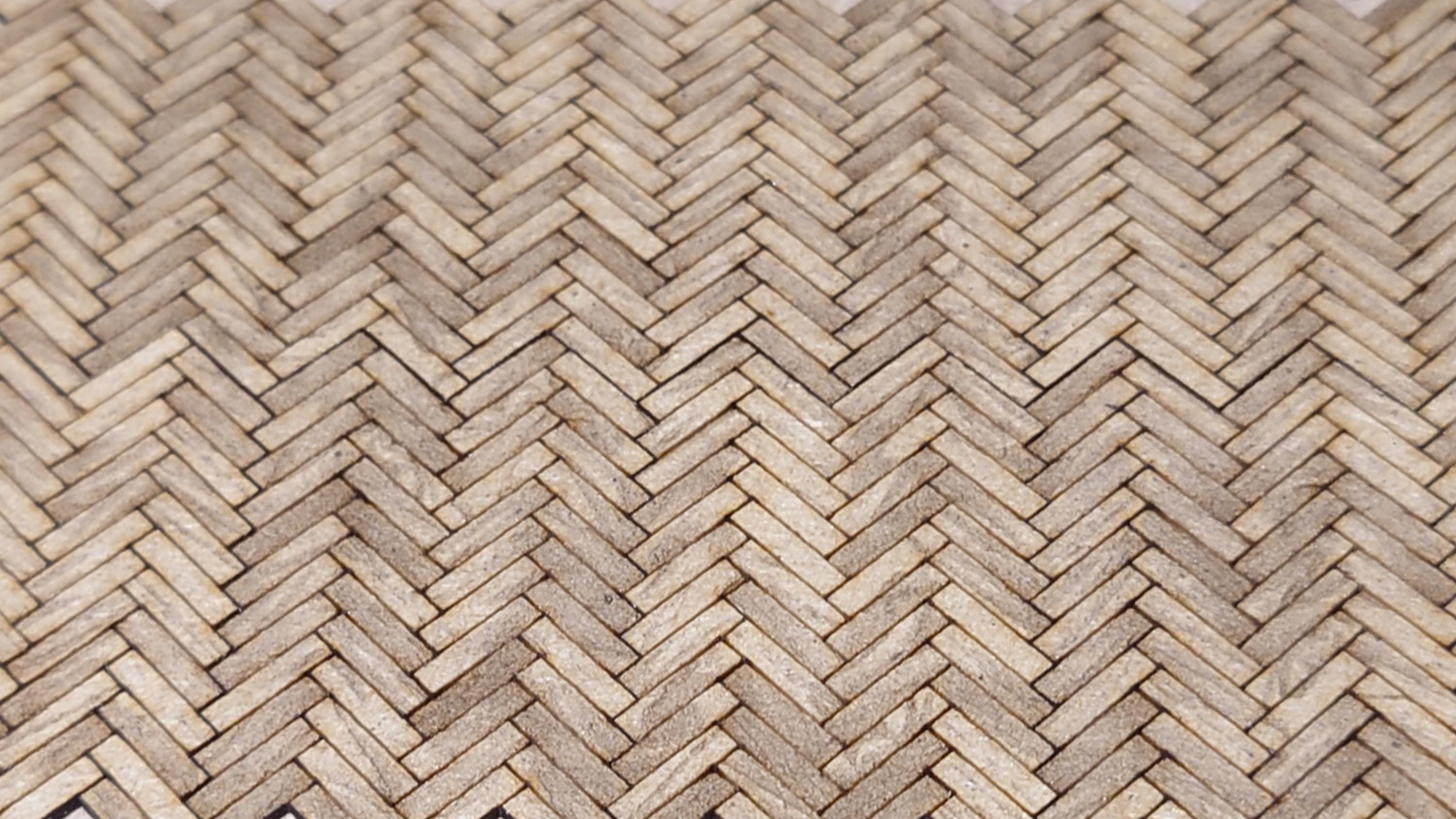 dolls house parquet wooden flooring herringbone tiles kit 1/35th scale