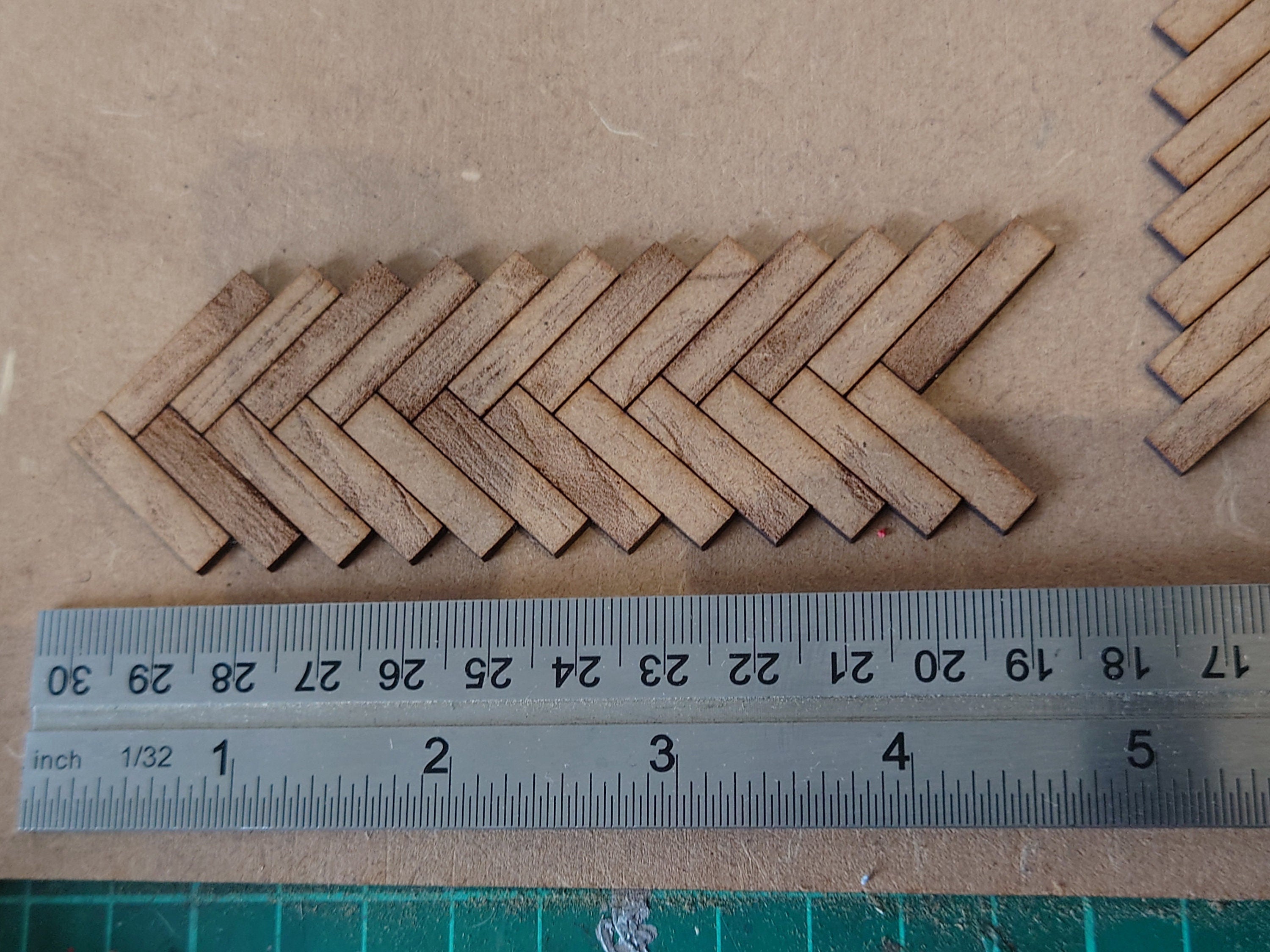 dolls house parquet wooden flooring herringbone tiles kit 1/12th scale