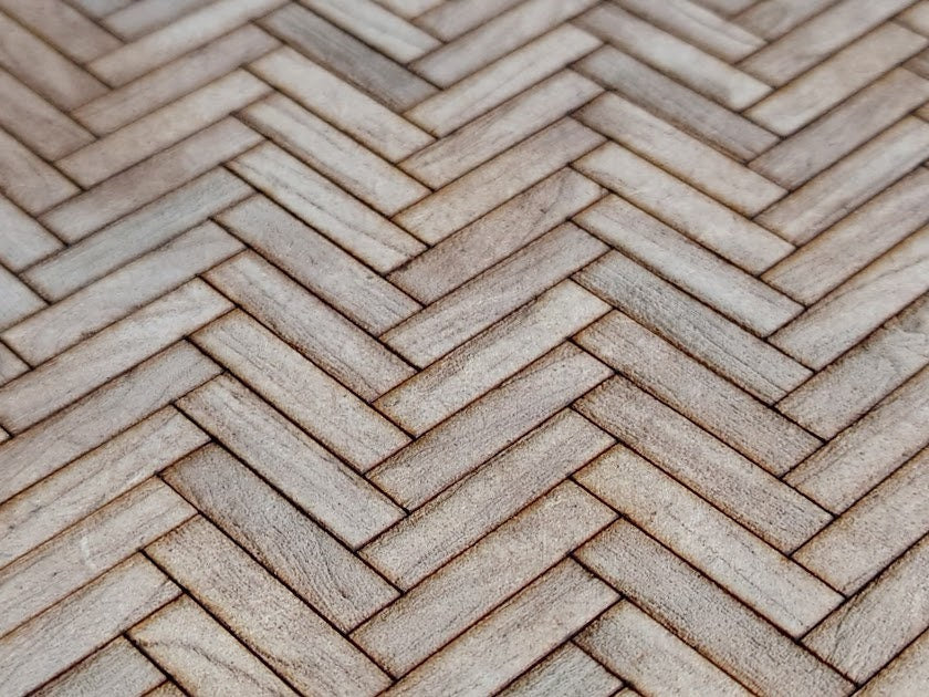 dolls house parquet wooden flooring herringbone custom sizes 1/12th scale