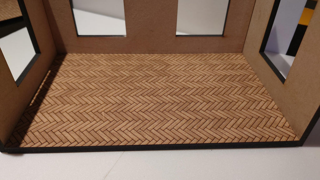 dolls house parquet wooden flooring herringbone custom sizes 1/16th scale