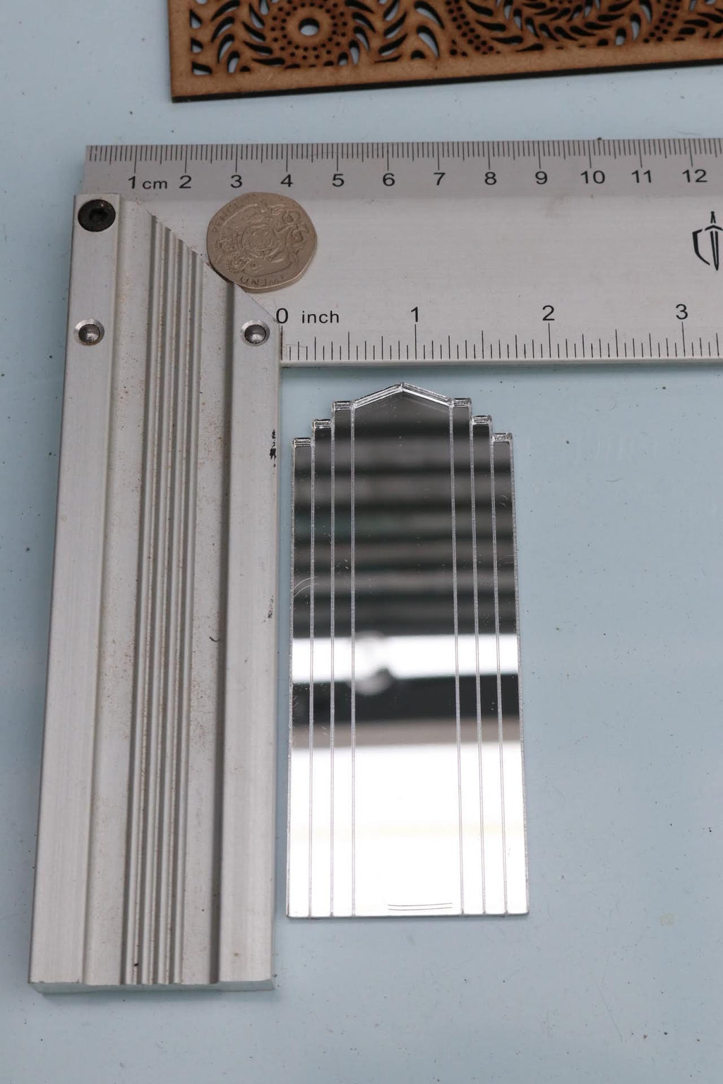Art Deco Dollhouse Mirror: 1/16 Scale Fan Mirror