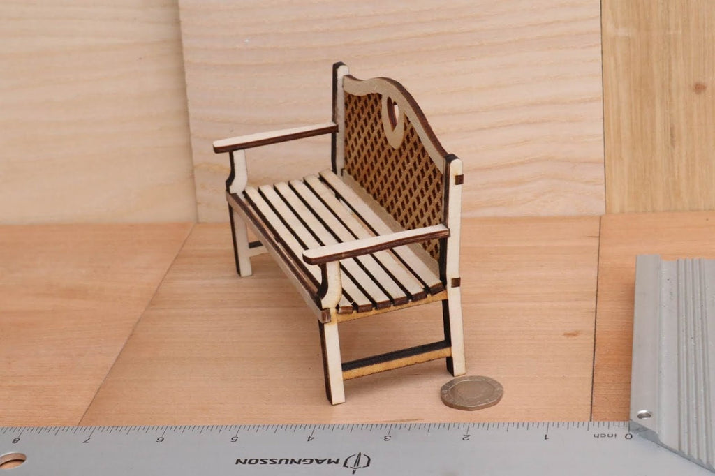 Dollhouse Garden Bench Kit: 1/12 Scale Miniature Two Seater